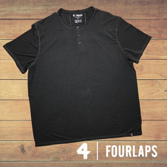 Fourlaps Other - Fourlaps Mens Radius Re-Up Short Sleeve Henley Black XL